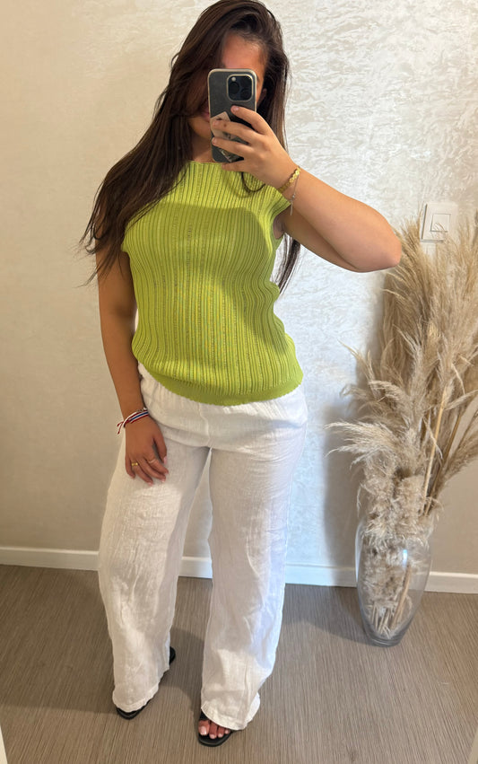 Pantalon lin blanc